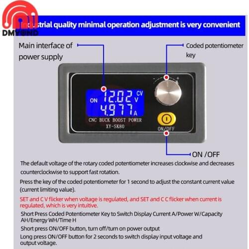 SK80 DC-DC Buck Boost Converter CC CV 6-36V 5A Power Module Adjustable Regulated laboratory Power Supply Module Variable 5V 12V