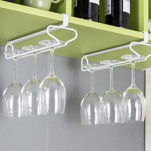 Wine Glass Rack Punch-free Hanging Wine Cup Holder Bar Goblet Stemware Storage Racks Shelf Hanger Iron Kitchen Organizer
