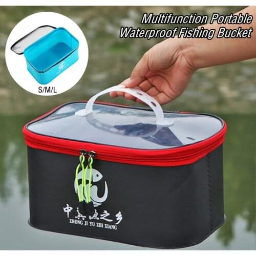 Multifunctional Outdoor Portable Waterproof Fishing Tackle Box EVA Zipper Bait Boxes Hook Luya Bait Accessory Bucket