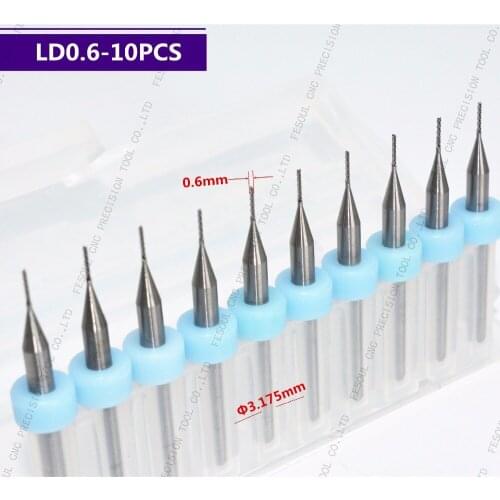 0.6mm,10pcs,Freeshipping CNC machine solid carbide micro PCB Drill Cutter,Printed Circuit Board Drill Bit,corn Milling Cutter
