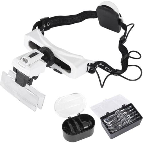 Headband Magnifying Glasses Eyewear Loupe LED Light Helmet Magnifier Glass for Repair Jeweler Third Hand