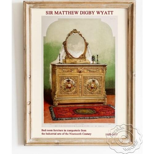 Sir Matthew Digby Wyatt Exhibition Poster, Industrial Arts Prints, Nineteenth Century Bedroom Furniture Marqueterie Wall Picture