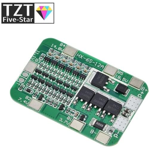 TZT 6S 12A 24V PCB BMS Protection Board For 6 Pack 18650 Li-ion Lithium Battery Cell Module New Arrival