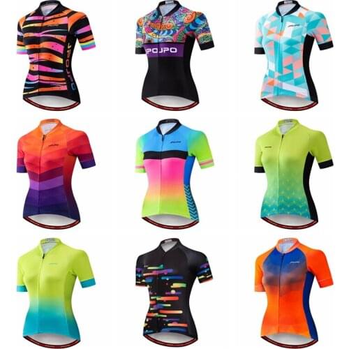 2021 Womens Summer Short Sleeve Cycling Jersey Bicycle Road MTB bike Shirt Outdoor Sports Ropa ciclismo Clothing Green Orange