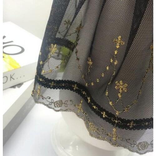 1 Meter Exquisite Black with Gold Flower Lace DIY Wedding Sewing Garment Handmade Accessories lace Embroidery Trim Ribbon