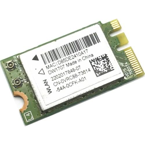 10pcs Dell Wireless DW1707 QCNFA335 WLAN WiFi 802.11 b/g/n + Bluetooth 4.0 NGFF Card VRC88 Latitude 3340 E5250 3550 E7250 E7450