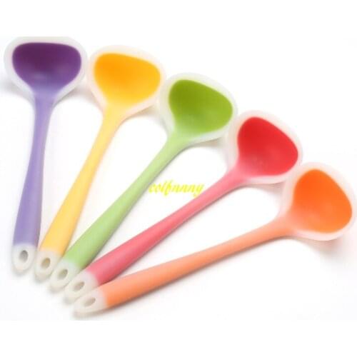 100pcs/lot 28cm Food Grade Silicone Soup Spoon Cooking Spoons Utensils Kitchenware Kitchen Cooking Tools