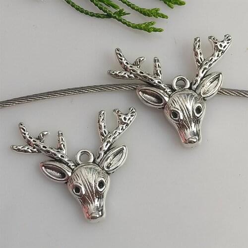 18pcs/lot Antlers Charm Silver Color Pendant Fit Diy Handmade Christmas Present Necklace Findings Jewellery Making Accessories