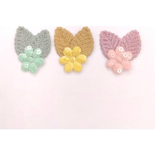 30Pcs 3CM Two Layer Leaf Applique For DIY Clothes Shoes Hat Headwear Clips Crafts Decor Patches