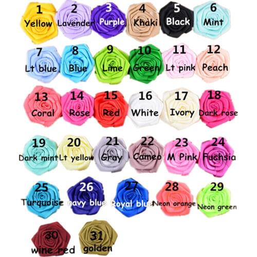 Wholesale 300Pcs Boutique 2.4 Inch Satin Silk Rose Flower Rolled Rosettes For Shoes Garment Hair Accessories MH20