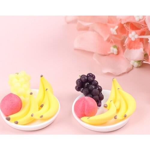 6Pcs/Set Dollhouse Doll House Fruit Grape Vegetable Fruit Tray Miniature Props