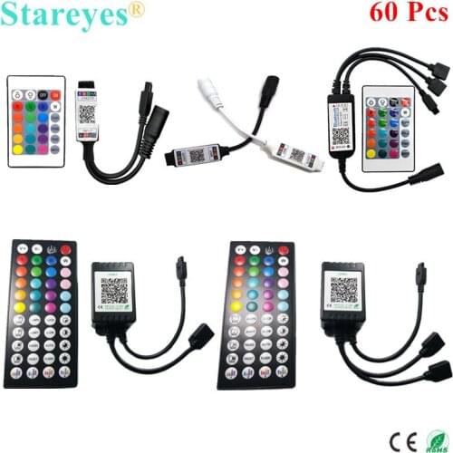 60 Pcs LED RGB Strip IR 24 44 keys Remote Bluetooth Music Controller DC5-24V Control by Smart phone APP for Colorful Led Light