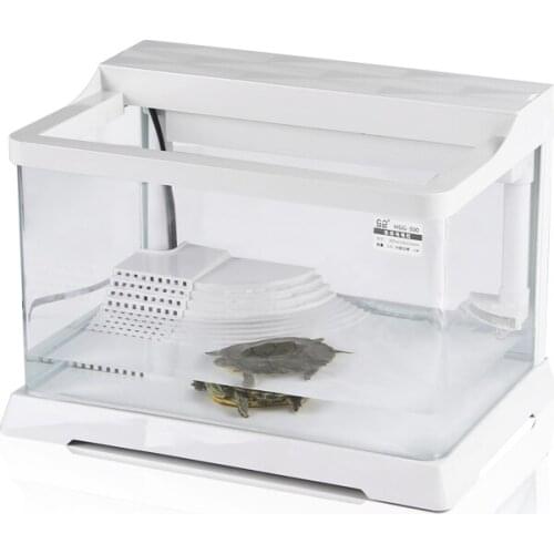 Turtle Jar with Balcony Ultra-white Glass Small Living Room Aquarium Villa Special Fish Tank