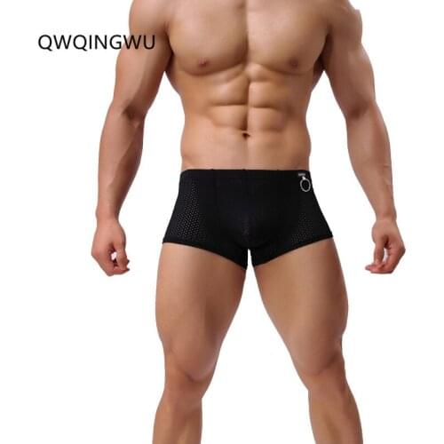 Men Boxers Underwear Mens Nylon Breathable Hole Boxer Brand Fashion Comfortable Sexy Cueca Panties Male Solid Man Underpants