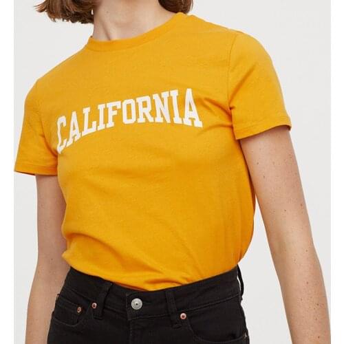 Brand Women streetwear All-match Basic t shirt California fashion casual tumblr t-shirt Short sleeve Harajuku tops Large-size