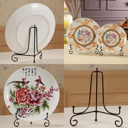 Black Iron Display Stand Dish Rack Plate Bowl Picture Frame Photo Book Pedestal Holder Home Decoration Iron Frame Storage Rack