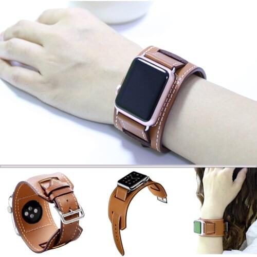 For Apple Watch Band Genuine Cuff Leather Herm Logo Apple Watch 5 4 3 2 1 Strap Band Bracelet
