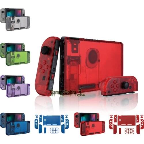 EXtremeRate Transparent Console Back Plate with Controller Housing Shell with Buttons for NS Switch Console & JoyCon