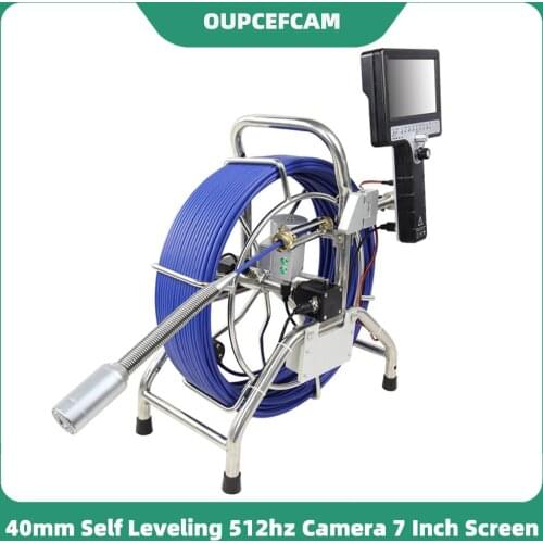 40mm Self Levleling 512hz Camera Drain Pipe Inspection Endoscope 7" Screen DVR Keyboard Meter Counter 7mm Fiberglass Cable