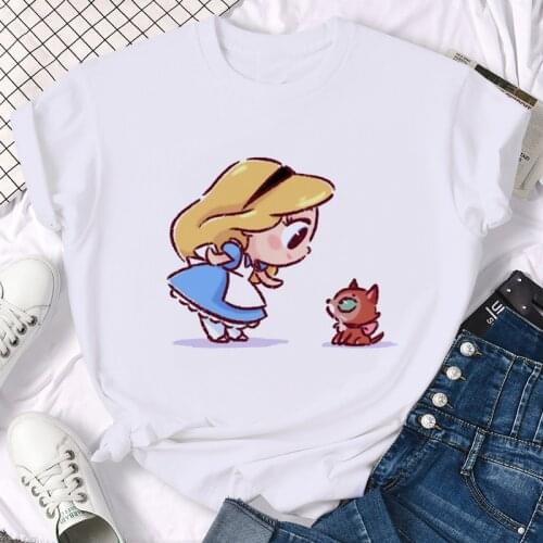 Kawaii Alice In Wonderland Funny T Shirt Women Cute Disney Anime T-shirt Harajuku Streetwear Tshirt 90s Graphic Top Tees Female