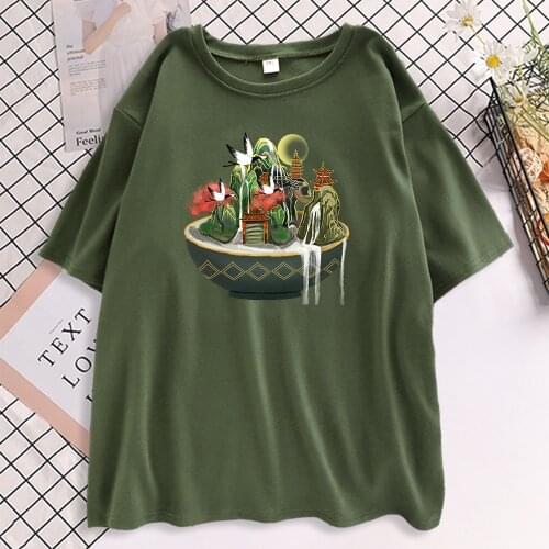 Chinese Style Fairyland Printing T-Shirt Women Hip Hop O-Neck T-Shirts Cartoon Loose Clothing Summer Breathable Tshirts Women
