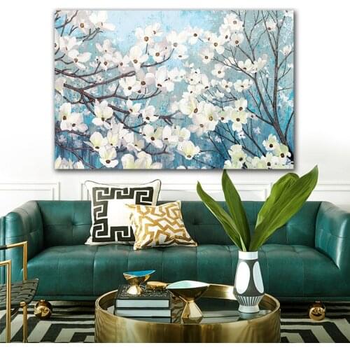 GOODECOR Wall canvas painting white flowers home decor painting for livingroom nordic printings abstract wall art