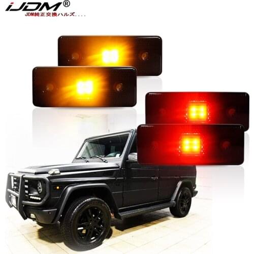 IJDM Amber/Red Full LED Side Marker Light For 2015-2018 Mercedes W463 G-Class G550 G63 G65 AMG Day light/Turn Signal Lights
