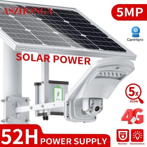 5MP 4G SIM Card Security Floodlight IP Camera Wireless 1080P Outdoor PTZ CCTV Surveillance Cam 40W 20A Battery Solar Panel CamHi