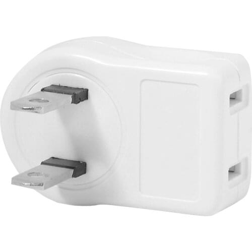 Jimier 90 Degree Angled NEMA 1-15P USA Outlet Saver Power Extension Adapter 2-prong 2 Outlets