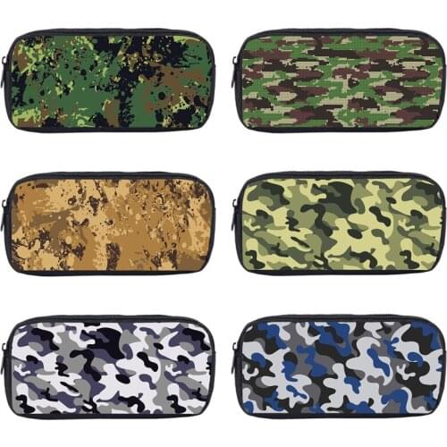3D Camouflage School Supplies Camo Pencil Case Army Green Stationery Women Makeup Box Storage Zipper Pouch Cosmetic Organizer