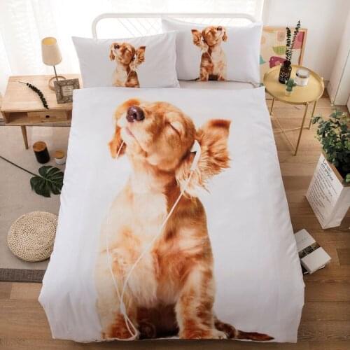 3D Cute Golden Retriever dog Bedding Set Kids Duvet Cover set Cartoon Bedspread pet Ankle Bedclothes For 1.2/1.5/1.8/2/2.2m Bed