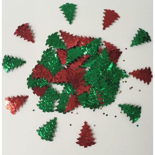 150g Red Green Foil Sprinkle Mini Small Christmas Trees Confetti Wedding Party Scrapbooking Table Scatters Festival Decorations