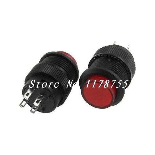 Red 3V LED Light Illuminated OFF-(ON) NO Latching Push Button Switch Lock