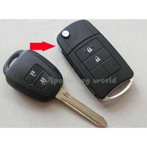 2 Buttons Modified Folding Flip Remote Key Shell Case For Toyota Corolla Camry Reiz New Vios RAV4 Key Fob Cover 5PCS/lot