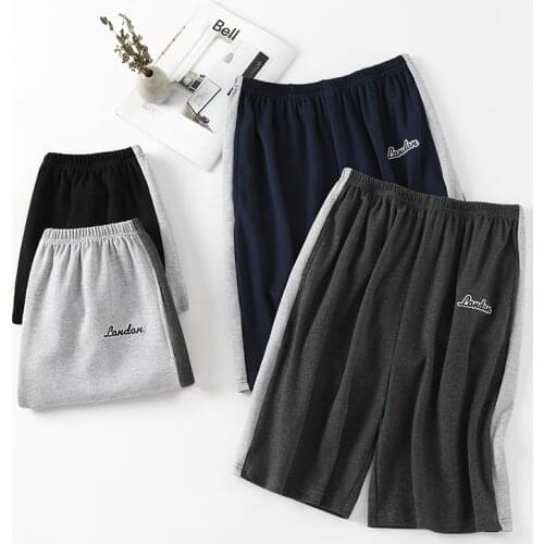 Boy Male Casual Pants Shorts Pajamas Slant Pocket Pyjamas L-5XL Mans Sleepwear Nightwear Patchwork Elastic Waist 6535cotto HDE