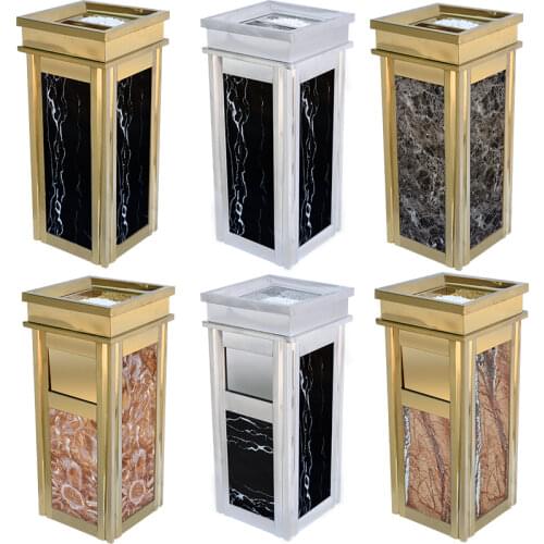 Golden Outdoor Trash Can Stainless Steel Luxury Garbage Trash Can Big Size Food Waste Hotel Cocina Household Cleaning AG50LJ