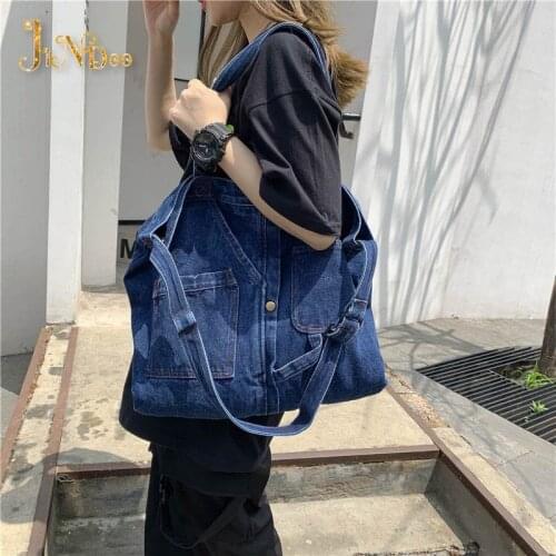 Casual High Quality Women Denim Shoulder Hand Bag Lady Simple Crossbody Jeans Bags Women Handbags Denim Bag Shopping Bag Tote