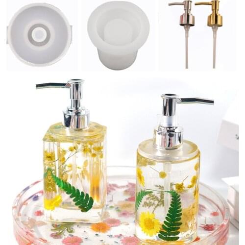 DIY Crystal Epoxy Perfume Bottle Mold Hand Soap Perfume Bottle Sanitizer Storage Sub-bottling Silicone Mould Bathroom Decoration