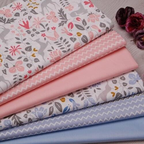 Pink Blue Deer DIY Sewing Patchwork Quilting Handmade Baby Home Decor Textile Bedding Blanket Sheets Tissus 100% Cotton Fabric