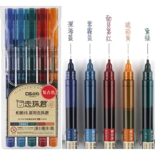 Vintage Gel Pens 0.5mm Extra Fine Quick Drying Precise Tip Liquid Ink Rolling Ball Pens for Planner Stationery