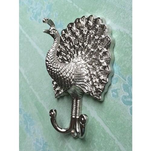 Silver White Peacock Decorative Wall Hook Metal Wall Hooks / Curtain Tie Backs Hardware Hanger Coat Rack Hangers Unique