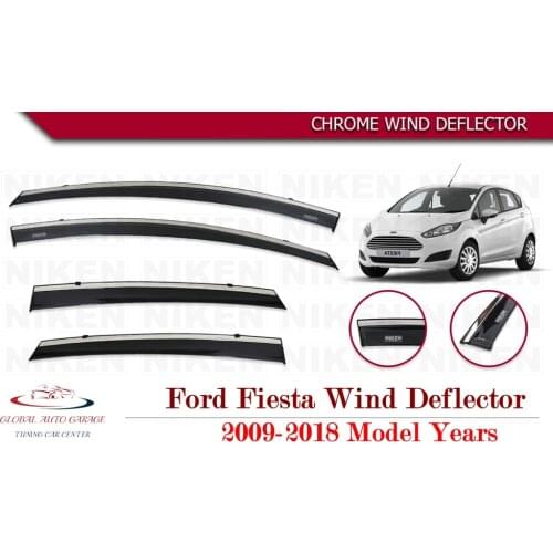 For FORD FIESTA Chrome Rain Wind Deflector 2009 2010 2011 2012 2013 2014 2015 2016 2017 2018 Sunshade Curtains Car Windshield
