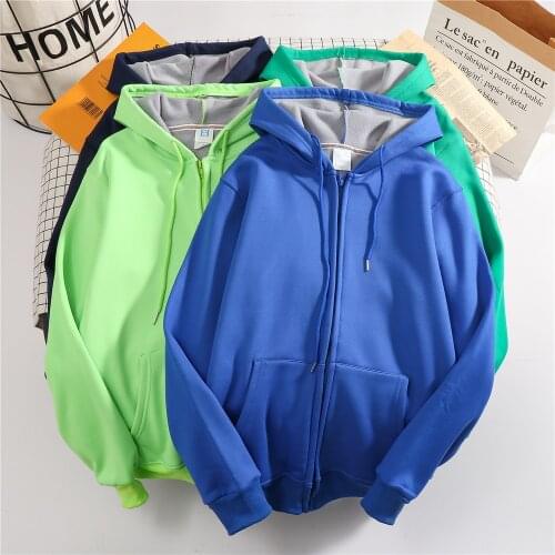 Zipper Sportswear Oversized Zip Up Cotton Custom Hoodies Thick Hooded Sweatshirts Womens Winter Hoodie Warmer Plus Velvet Hoody