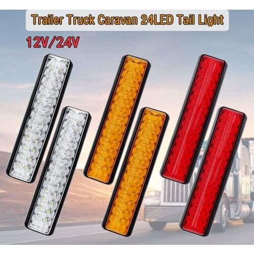 2x Truck Lorry Caravan Tail Lights 12V / 24V Amber White Red Led Turn Reverse Stop Signal Lamp Trailer Rear Light UTE Campers