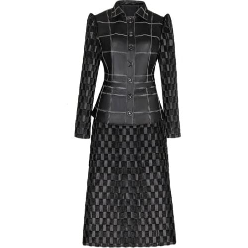 Evil Woman Cosplay Costume Full Set Black Grid Jacket Skirts Suit Bad Girl Demon Fancy Ball Cosplay Outfits