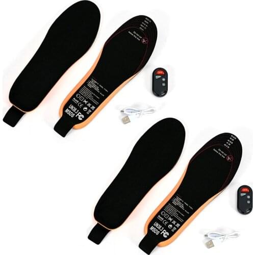 1 Pair USB Heated Insoles Winter Feet Warm Shoe Pad Mat Smart Remote Control Outdoor Sports Shoe Heating Insoles for Skiing Hunt