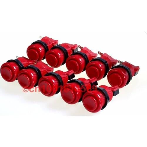 10 x Arcade Buttons Happ Style Push Button + Micro Switch For Arcade DIY Parts MAME Games & Arcade Sticks USB Connector - Red