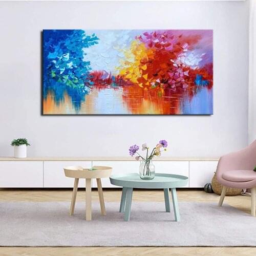 100% Handpainted Color Tree Knife Modern Oil Painting On Canvas Wall Decor Wall Art Wall Pictures For Living Room Home Decor