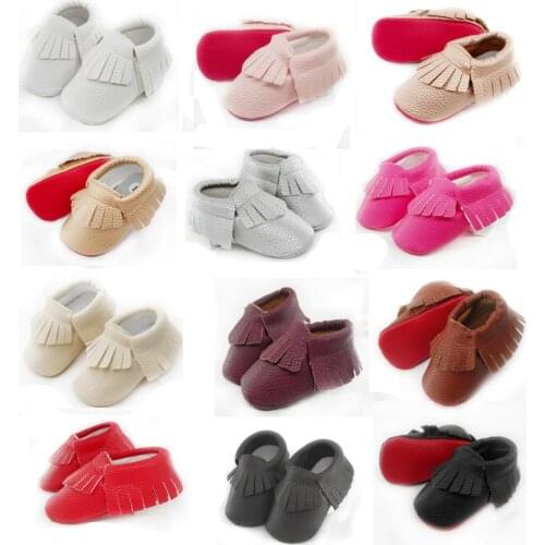 New Baby Moccasins Baby Girl Shoes PU Leather Shoes Soft Sole Anti-slip First Walkers Newborn Girls Pink White Black Shoes