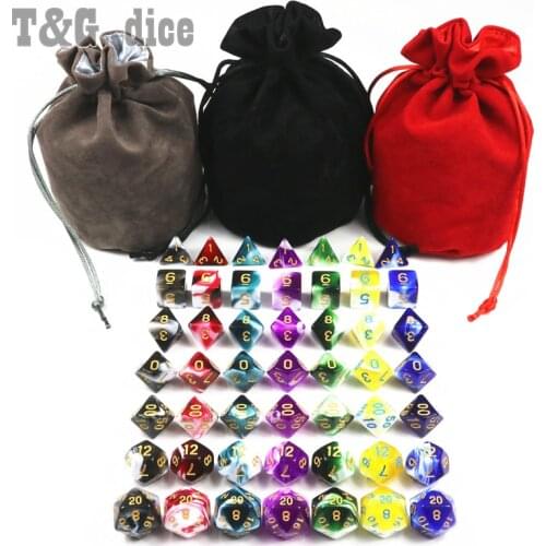 49pcs/bag Resin Polyhedral TRPG Games For DND Opaque D4-D20 Multi Sides Dice Pop for Game Gaming